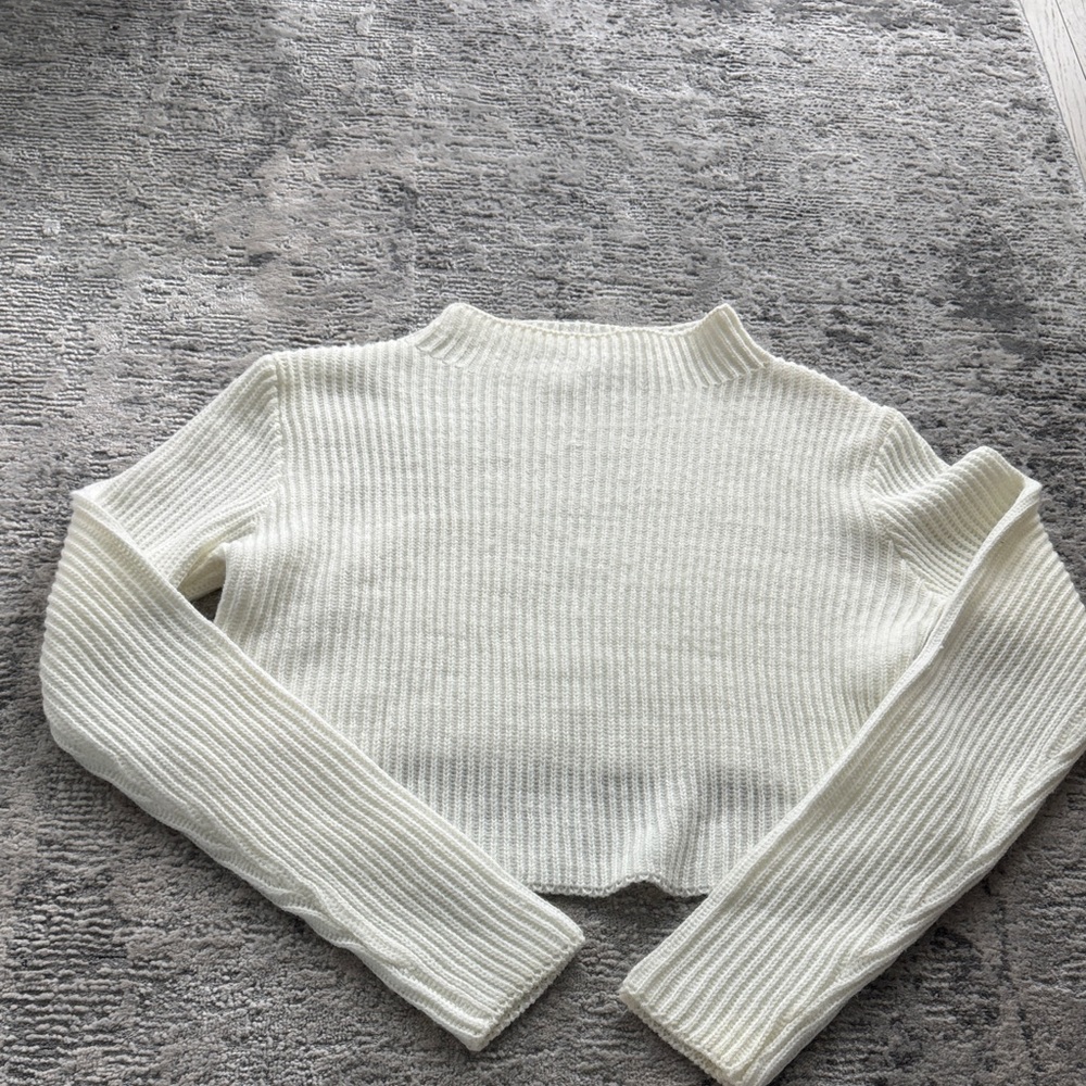 Princess Polly Cream Ribbed Sweater